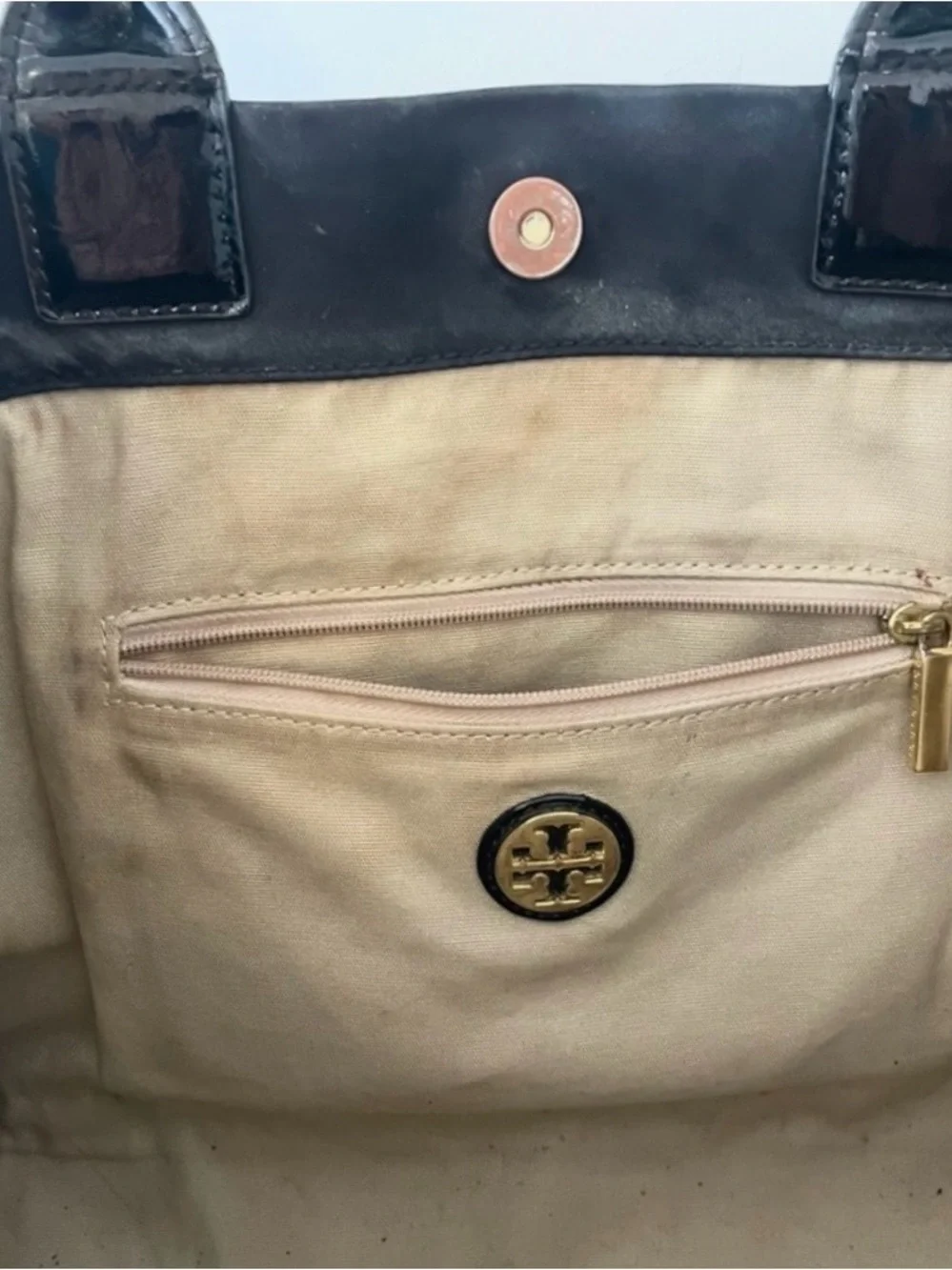 Tory Burch TORY BURCH ELLA TOTE •BLACK LOGO •SHOULDER PURSE •NYLON PATENT TRIM